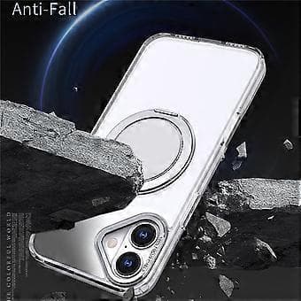 Compatible for iPhone 16 Mobile Phone Case Ring Stand Back Cover Compatible with MagSafe (Transparent)