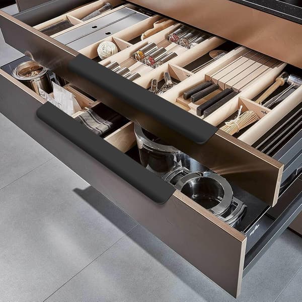 5-pak sorte køkkengreb, 300 mm skabsdørgreb, moderne aluminiumsgreb til badeværelsesskabe, mat sort 300 mm 300mm