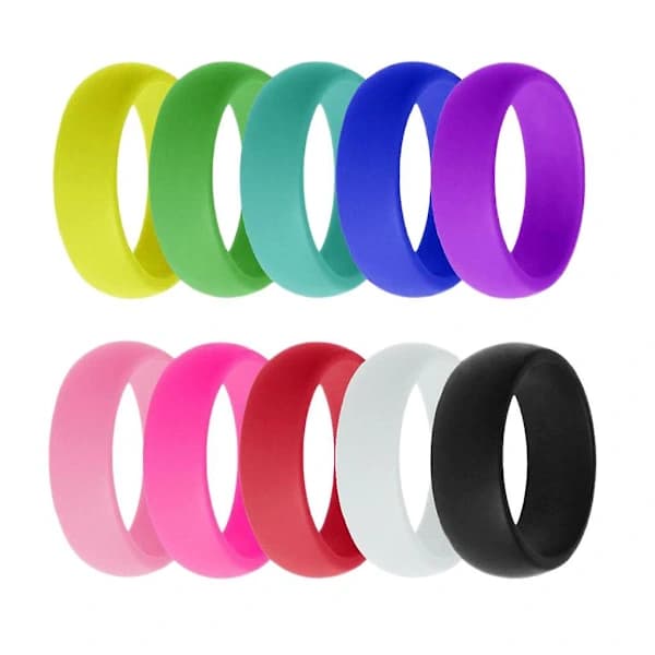 10 stk 8 mm brede fleksible gifteringer i gummi silikon US størrelse 10