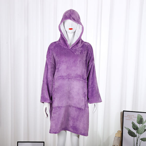 Varm og kald oversized hettegenserteppe (1 stk lilla)