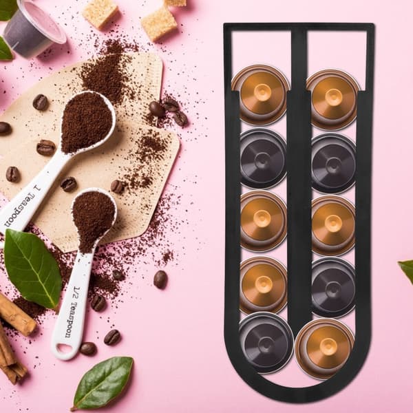 Husholdnings kaffekapselholder opbevaringshylde kapseldispenser tårnstativ sort