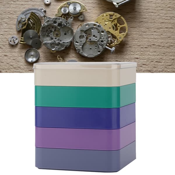 5-Layer Watch Parts Storage Box, Watch Tools for Screw Components, Movements, Hardware Parts (Square)