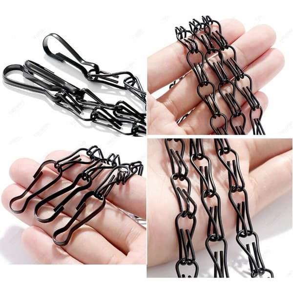 7-pack 39 cm Heavy Duty Flower Basket Chains for Flower Basket Replacement Galvanized Chains (Black)