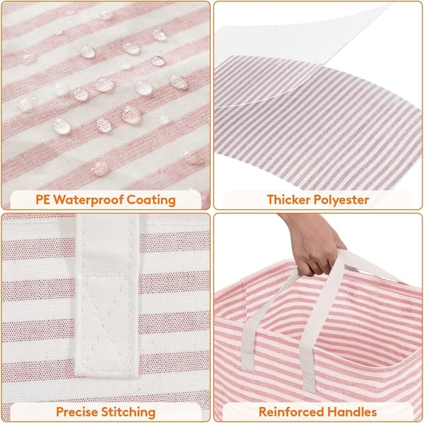 75L Foldable Laundry Hamper, Dirty Clothes Basket with Extended Handles - Pink