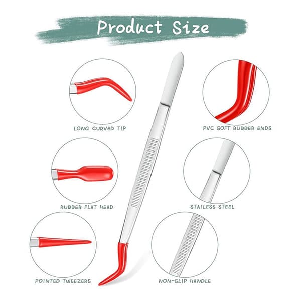 3 st. pincetter med gummibelagte spidser PVC-belagt pincetsæt, sorte lige og flade pincetter