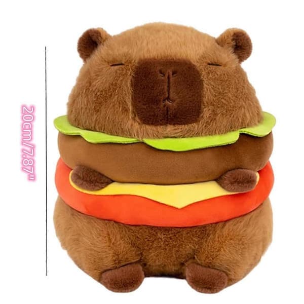 Realistisk Capybara Burger Plys, Søde Capybara Udstoppede Dyr Pude Plushie Legetøj, Blød Hamburger Mad Udstoppede Legetøjsdukker