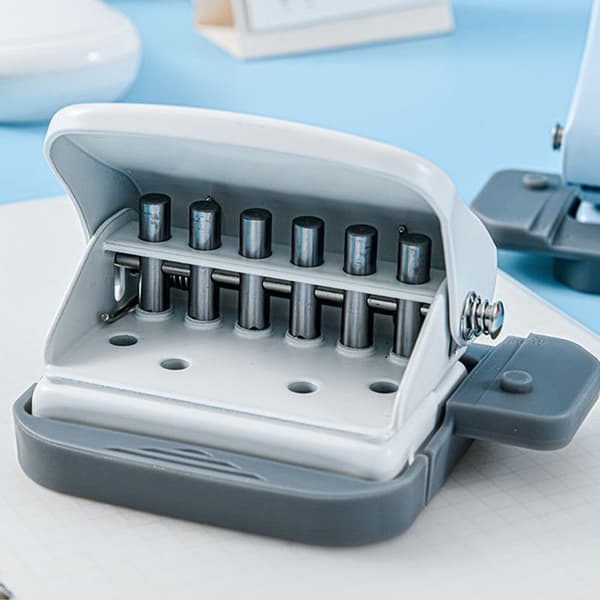 6-Hole Round Paper Punch - Compact Hole Punch for Ring Binders & Planners White White 200