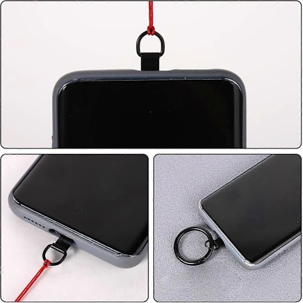 Phone Holder, Universal Metal Phone Holder Tab with Spring Ring Lanyard