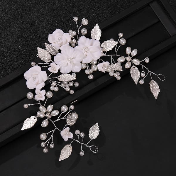 Sølv#E Bryllup Krystall Hår Ranker Blomst Blad Hodeplagg Bryllup