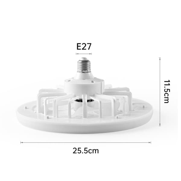 LED loftventilatorlys med E27 skrue Justerbare tilstande Luftkøler til hjemmets spisesal White