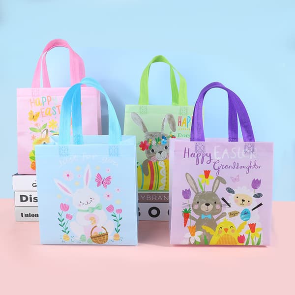 8-pack Easter Gift Bags with Handles, Candy Bags, Non-woven Fabric Easter Bags for Gift Wrapping, Easter Party Supplies