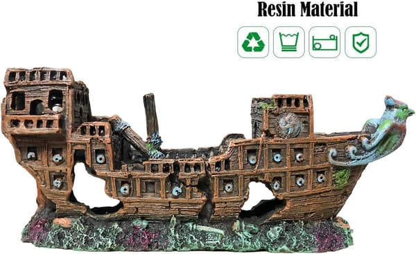 Pirate Ship Aquarium Ornaments Resin Decorations Environmentally Friendly Fi