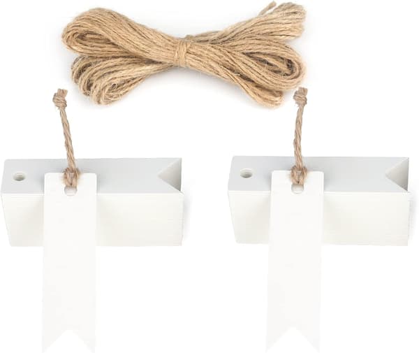 Kraftpapiretiketter 7x2cm Gavemærker, 100 stk og Jutesnor, til
