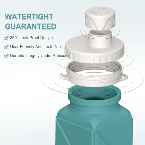 Foldable Drinking Water Bottle 610ml, Portable Silicone Water Bottle, Collapsible Drinking Water Container, Lightweight, Reusable blue