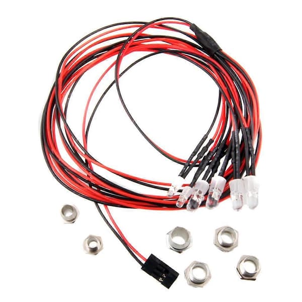 6 LED-frontlykter Baklys for RC 1/5 1/8 1/10 1/12 1/16 RC Buggy Tilbehør Rød, Hvit, Blå LED-lys