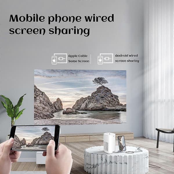 Rechargeable Portable Projector, Native 1080P Full HD Resolution With Advanced Noise Reduction, Ideal For Playing Videos, Sharing Photos And