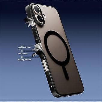 Compatible case for iPhone 16, compatible with MagSafe, matte PC back (Black)