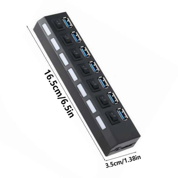 USB-hub 7 porte USB-hub udvider USB 3.0 2.0 data port hub-adapter individuelle kontakter USB-splitter til bærbar computer