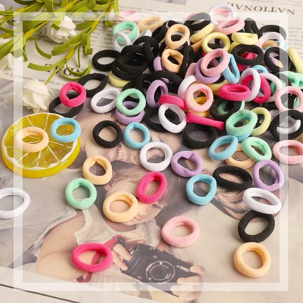 200 stk. børnehårbånd, farverige mini scrunchies elastiske hårbånd