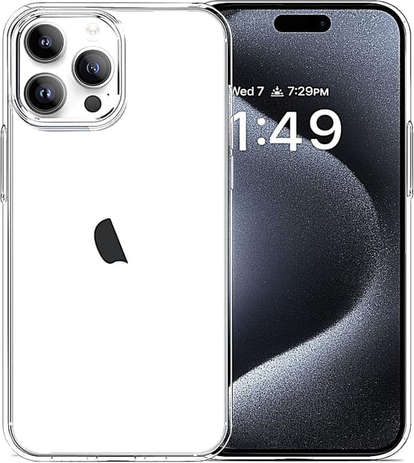 Clear Flexible TPU Case for iPhone 15 Pro, Slim Shockproof Transparent Cover with Soft Bumper Protection[JUN]