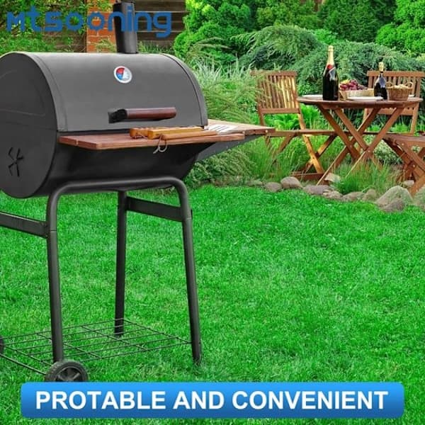 Grilltermometer med stort display, rustfrit stål, præcis temperaturmåler til røg og kulgrill, sølv