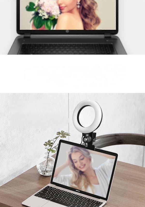 Selfie LED-ringlys med klips, kameralys til telefon