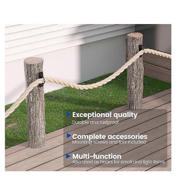 5-pack Black Decorative Rope Ring Supports Holder for Rope Fence Stair Deck Railing Wall Mounted
