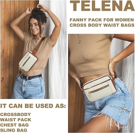 Midjeväskor för kvinnor Crossbody-väska Läderbälte Mode Midjeväska med justerbar rem Beige Brun