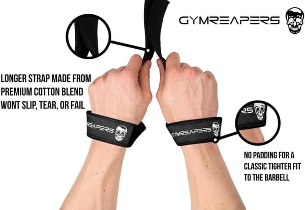 Gymreapers Lifting Straps for Weightlifting, Bodybuilding, Strength Training Black