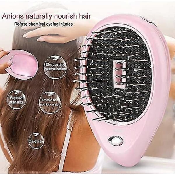 Jonisk Vibrations Mini Massage Jonisk Hårbørste (Pink) 10,5*7,5cm