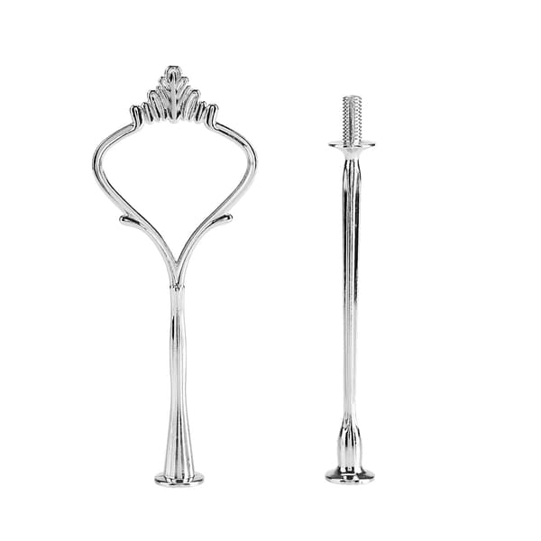 Multilayer Cake Stand Handle Fruit Plate Fittings Holder (2-layer Crown Silver)