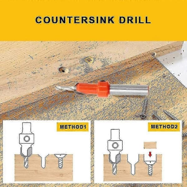 Unique 5-pack 8mm Round Shank Countersink Drill Bit with Key Countersink for Woodworking Hole Woodworking Chamfer