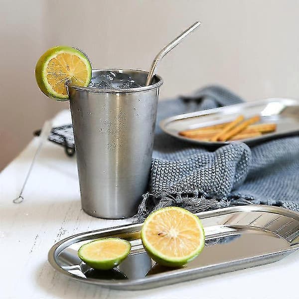 6-pak Ølglas i rustfrit stål, drikkekop 350ml