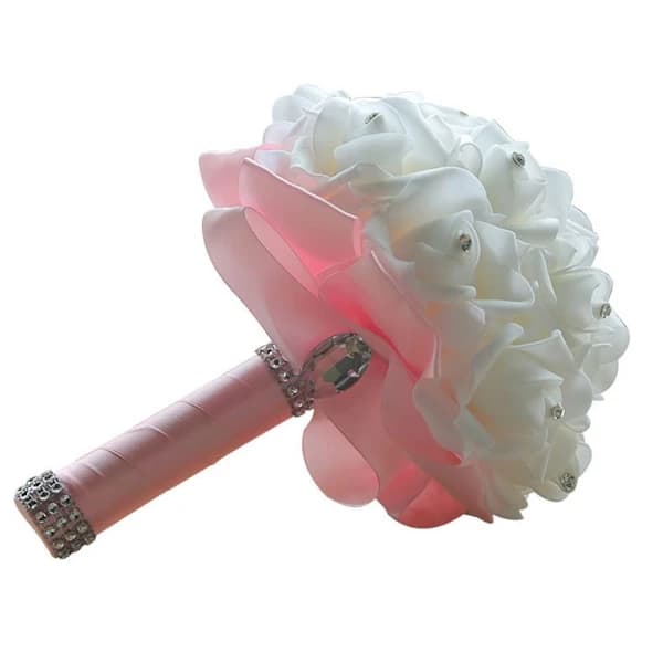 Brudebuket med holdbare ROSA blomster pink[XJ]