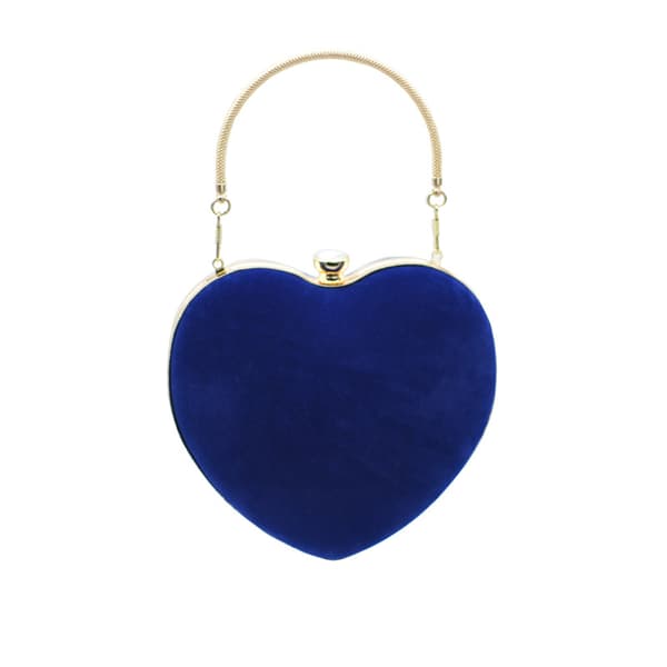 Hjerteformet håndtaske dame mode makeuptaske aftenclutch pung elegant hot (Blå)