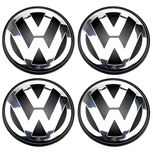 4-pakning Volkswagen Navkapsler - Hjulnavsemblem 56mm Sølv