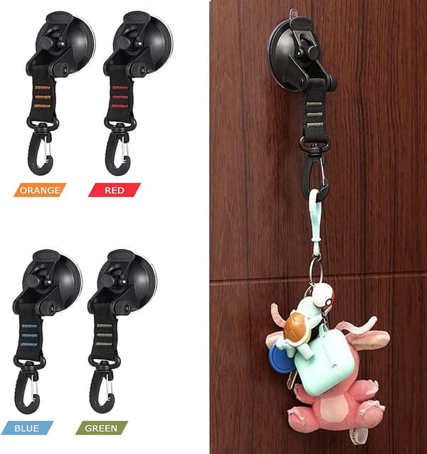 Heavy Duty Vacuum Suction Cup with Hook, Removable Strong Suction Cup Hooks, Versatile Reusable Securing Hook for Outdoor Car Camping Awning Ten