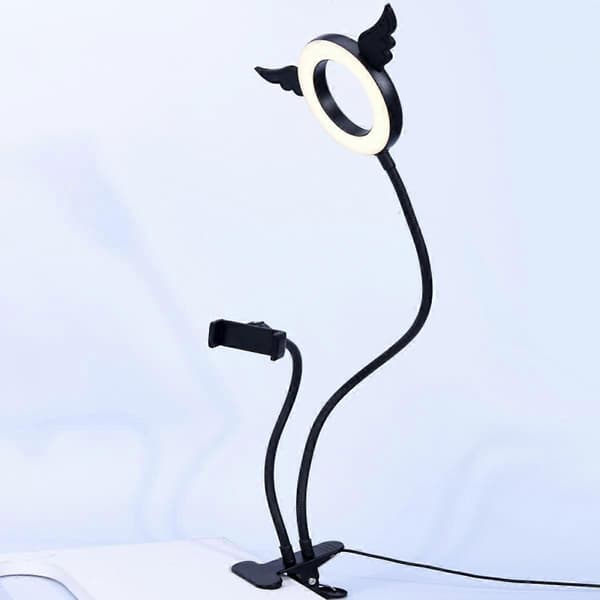 5 tommer englevinger Clip Light, USB Fill Light LED Ring Light med klips til livefotografering, læsning, broderi