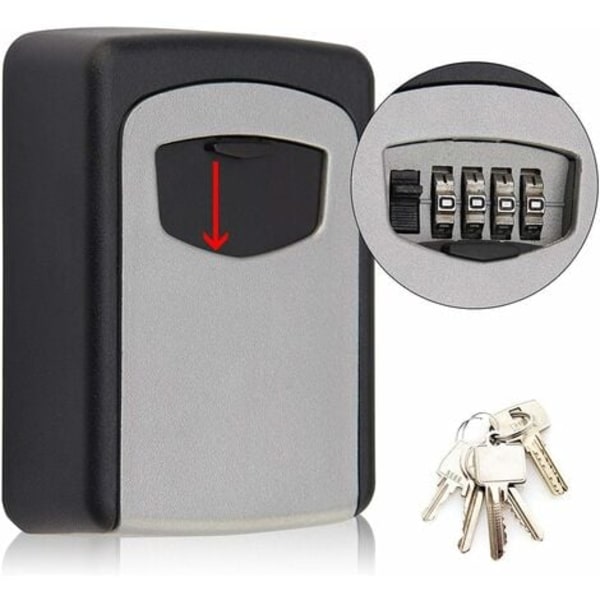Nyckelbox med 4-siffrig kod, vattentät och rostfri, för inomhus- och utomhusbruk, hem, kontor, garage, skola, gym m.m.