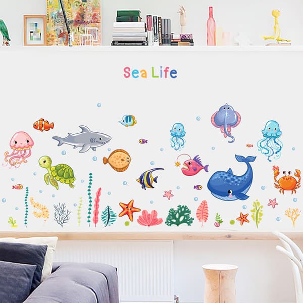 Sea Animal Wall Decals, Removable Fish Wall Stickers, Decorative Stickers