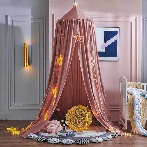 Barnsänghimmel för sovrummet med rund kupolformad bomull 2,5 m (rosa)