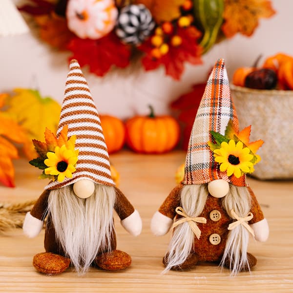 Høstdekorasjoner Høstnisse, 2 stk Halloween Gonk Ansiktsløs Swed