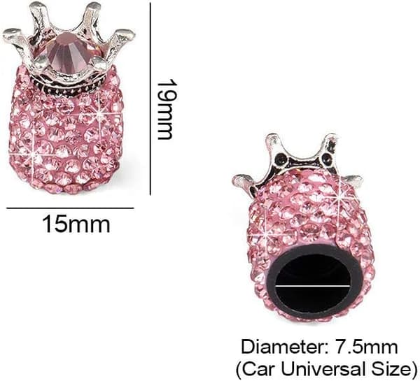 Kristalldekkventilhetter, 4-pakning Universal Crown Crystal Rhineston