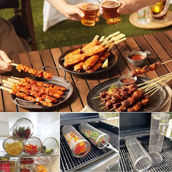 Rullende grillkurv i rustfrit stål