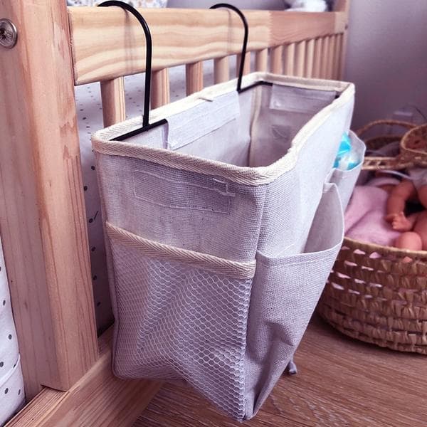 Bärbar babyvård väska förvaring för spjälsäng, 1 st (vit)