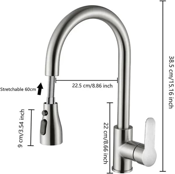 Kitchen Faucet with Pull-Out Spray, High Arc Pull-Out Kitchen Faucet Ensures Efficient RV Cleaning (Plating)