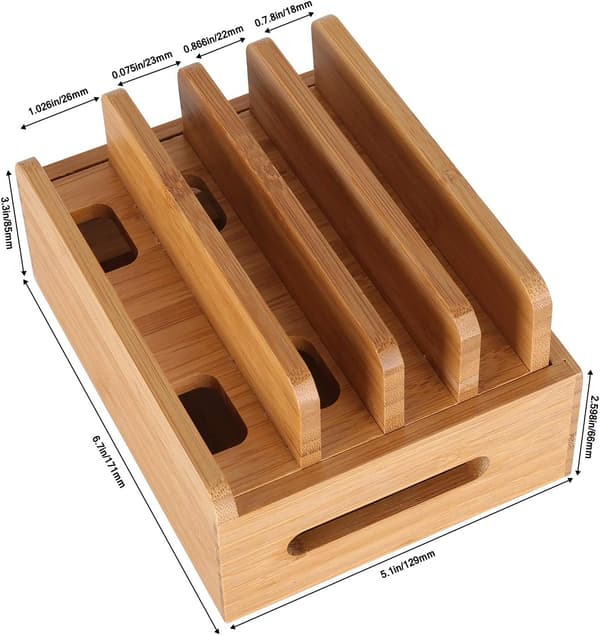 Multienhedsstativ i bambustræ til skrivebord, ladestation, ladedock, holder til iPhone 14 13 12 11 Pro Max XS iPad Mini 4