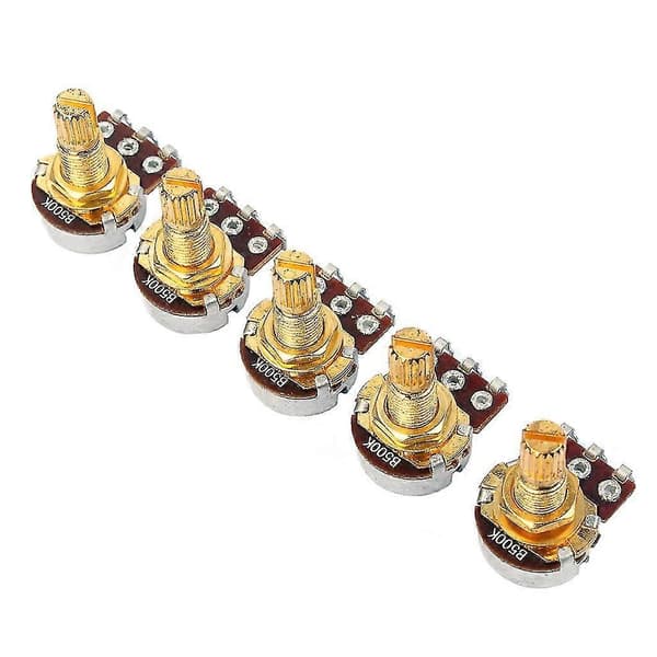 5 st B500k Potentiometer Splined Pot Elgitarr Bas Effektförstärkare Tonvolym