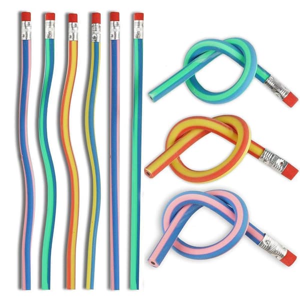 50 stk. bøjelige bløde blyanter 18 cm PVC farverige stribede HB-blyanter