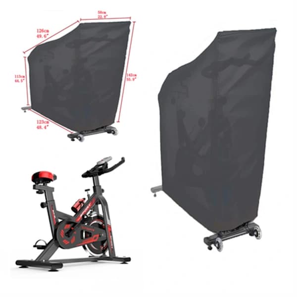 Exercise Bike Cover Waterproof Oxford Fabric Dustproof UV Resistant for Indoor Spin Bikes Universal Size Black